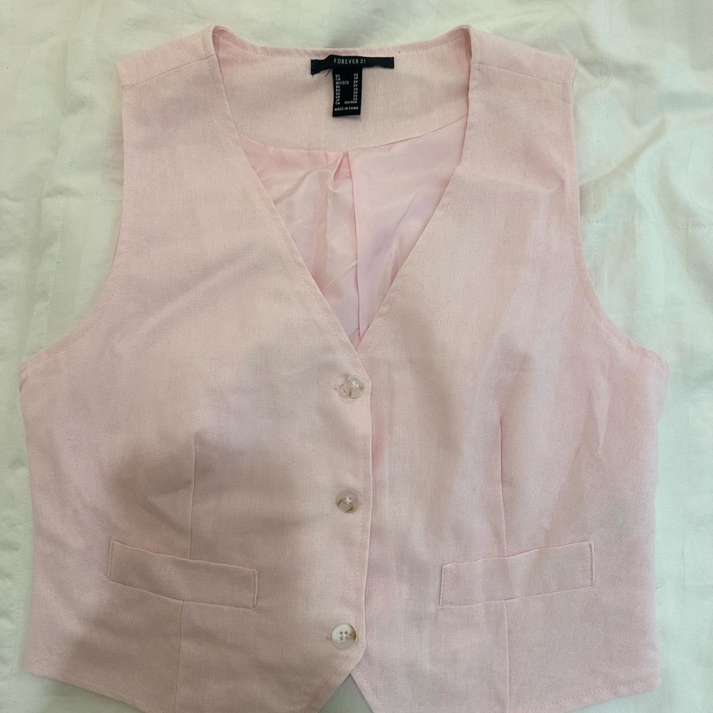 Forever 21 Light Pink Buttoned Vest